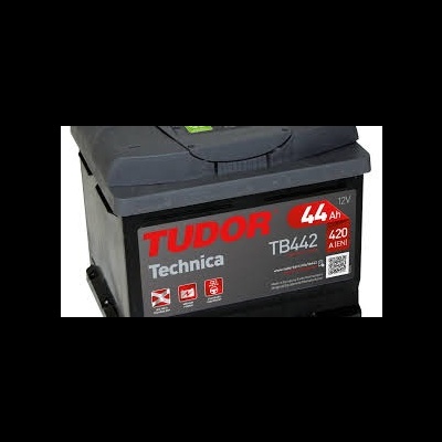 Bateria automóvel preta com etiqueta cinza e vermelha TUDOR Technica TB442