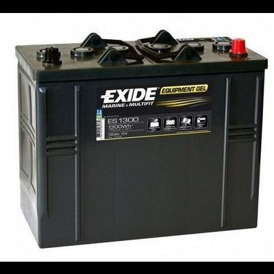 bateria preta Exide ES1300 com etiqueta e terminais