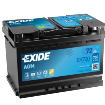 Bateria automóvel EXIDE EK720 preta com rótulo azul