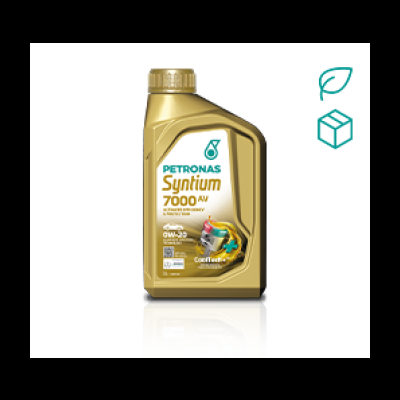 Frasco plástico dourado de óleo automotivo PETRONAS Syntium 7000 AV 0W-30