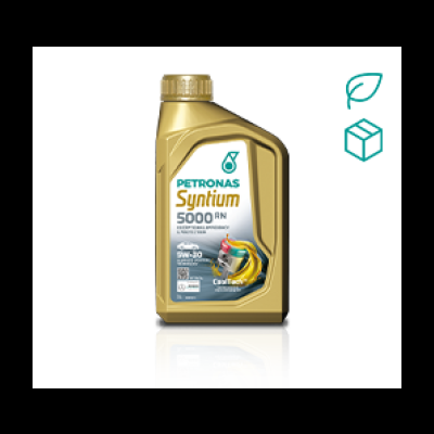 Embalagem de óleo motor PETRONAS Syntium 5000 RN dourada