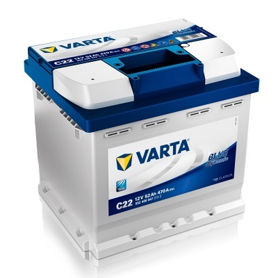 Bateria automóvel Varta C22 12V 52Ah 470A azul e branca