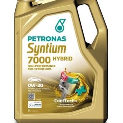Recipiente de óleo de motor PETRONAS Syntium 7000 HYBRID dourado de 5 litros