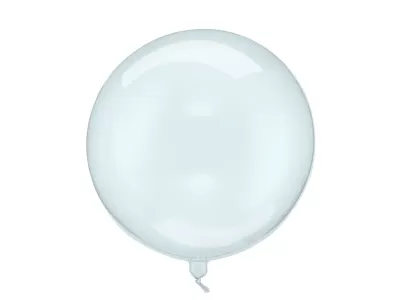 Balão transparente redondo em plástico com nó branco