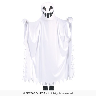 Fantasia de fantasma branca com máscara preta e branca