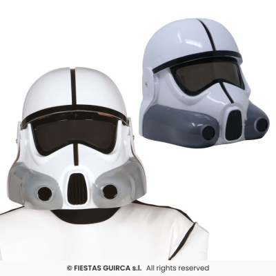 Capacete branco e cinzento com viseira preta opaca