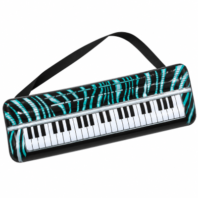 Teclado inflável com padrão de piano e alça preta