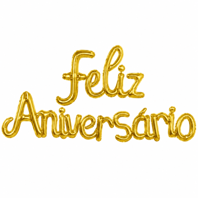 Balões dourados frase Feliz Aniversário