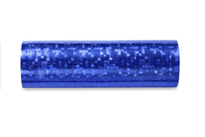 Rolo de fita decorativa azul metálica com pontos brilhantes