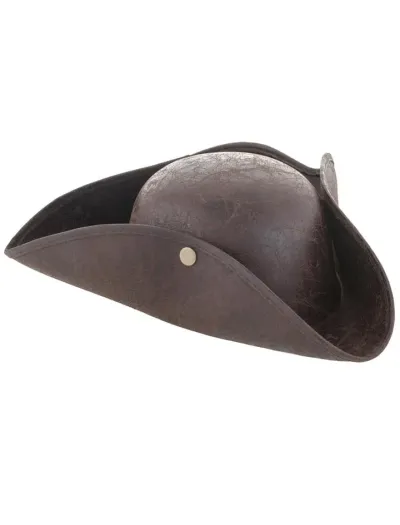 Chapéu de couro castanho escuro tipo pirata