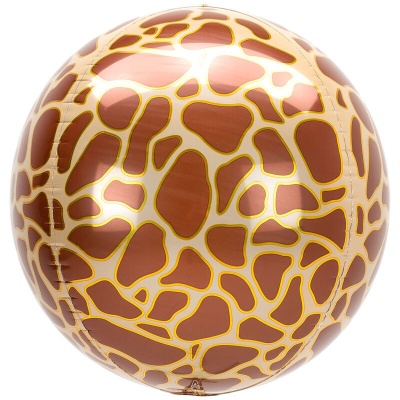 bola insuflável com padrão de pele de girafa em castanho e bege