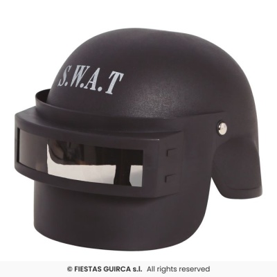 Capacete preto S.W.A.T. com viseira escura