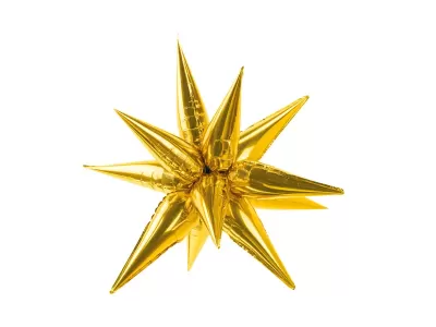 Objeto decorativo dourado em forma de estrela com picos