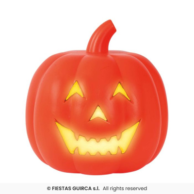 Abóbora de Halloween decorativa em plástico laranja iluminada