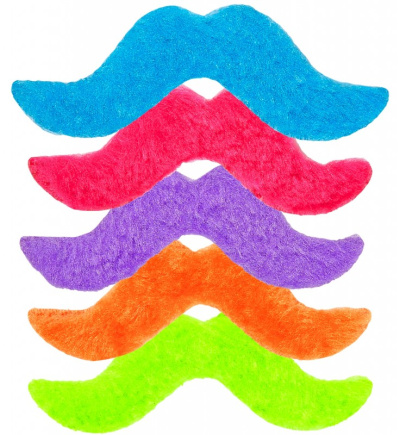 Bigodes de pelúcia coloridos empilhados