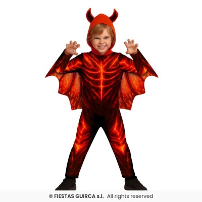 Fato infantil de diabinho com asas e capuz com chifres