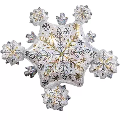 Estrela decorativa floco de neve com detalhes dourados e prateados
