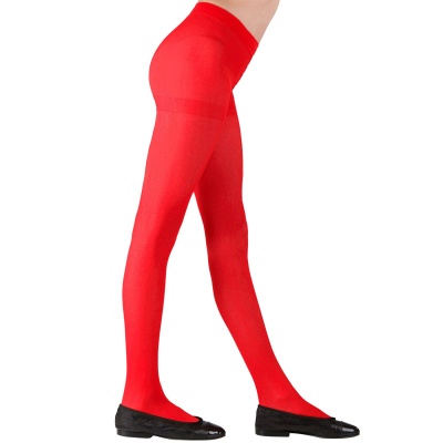 Collants vermelhos lisos com sapatilhas pretas