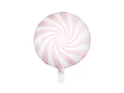Balão redondo com padrão espiral branco e rosa-claro