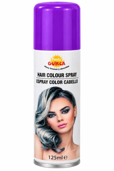 Spray de cor para cabelo com imagem de mulher e tampa roxa