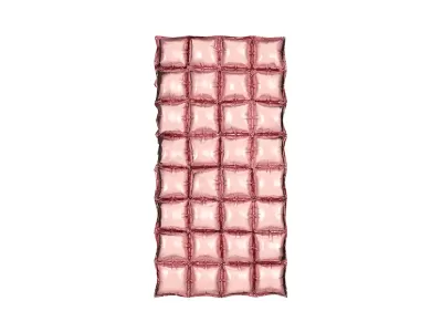 Colchão insuflável rosa rectangular com almofadas quadradas