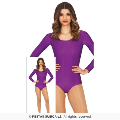 Body feminino roxo de manga comprida com ajuste justo