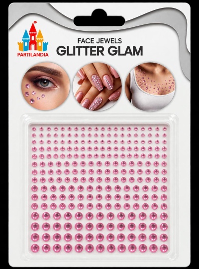 Embalagem de autocolantes de joias faciais cor-de-rosa GLITTER GLAM da PARTILANDIA