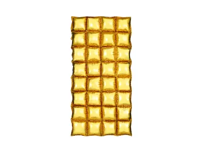 Colchão insuflável amarelo com 24 painéis quadrados
