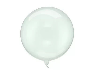 Balão redondo transparente com nó na extremidade