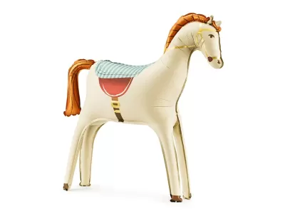 Balão em forma de cavalo com sela colorida