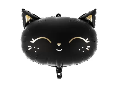 Balão metálico preto em forma de cabeça de gato