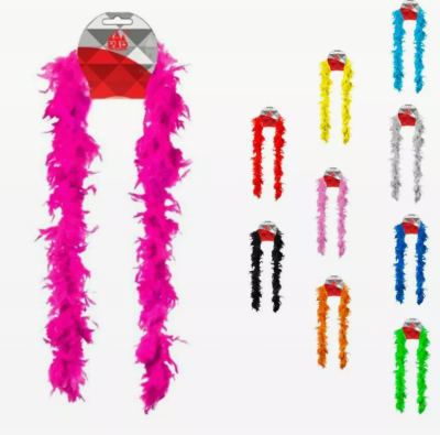 Plumas coloridas para festa em várias cores com embalagem triângulo vermelho e cinza