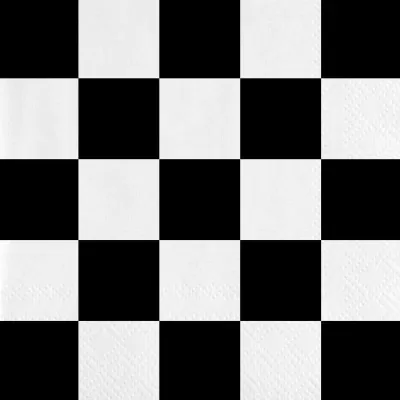 Tabuleiro de xadrez preto e branco com textura nos quadrados brancos.