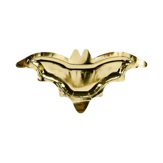 Prato decorativo dourado em formato de morcego