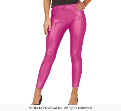Leggings cor de rosa vibrante em tecido brilhante