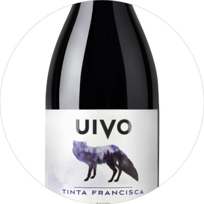 Garrafa de vinho UIVO TINTA FRANCISCA com ilustração de lobo azul