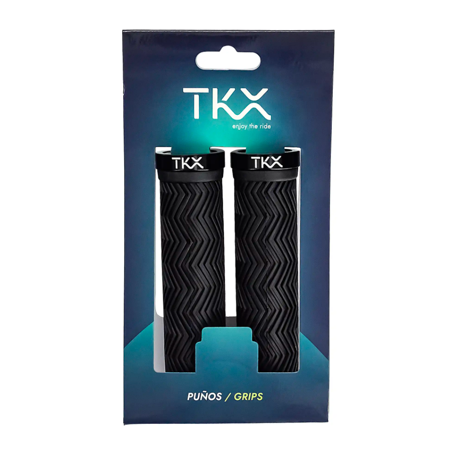 Conjunto de punhos pretos para bicicleta com textura zig-zag