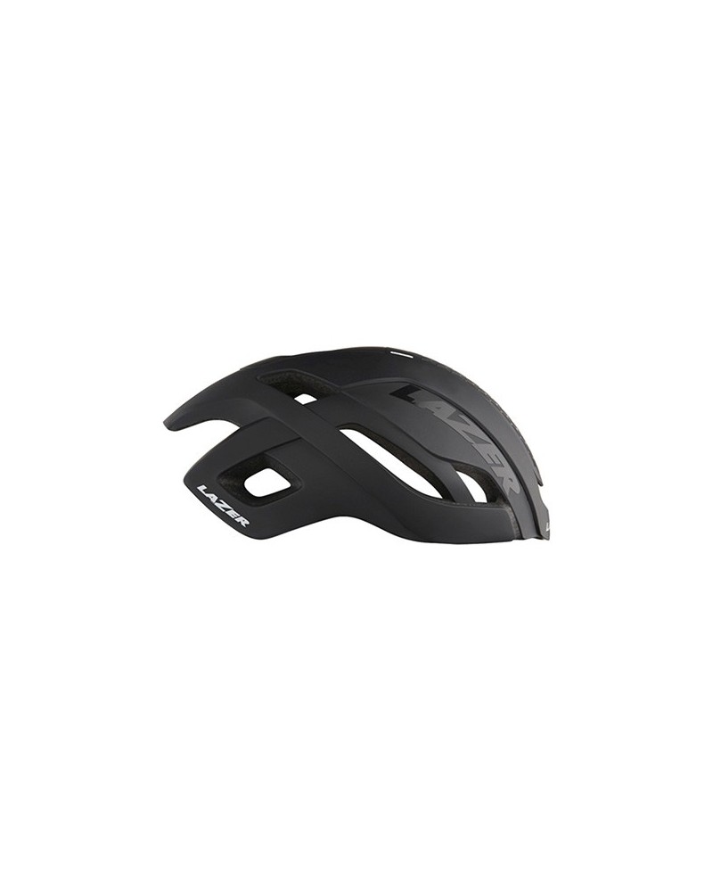 Capacete de bicicleta preto aerodinâmico com orifícios e logo LAZER
