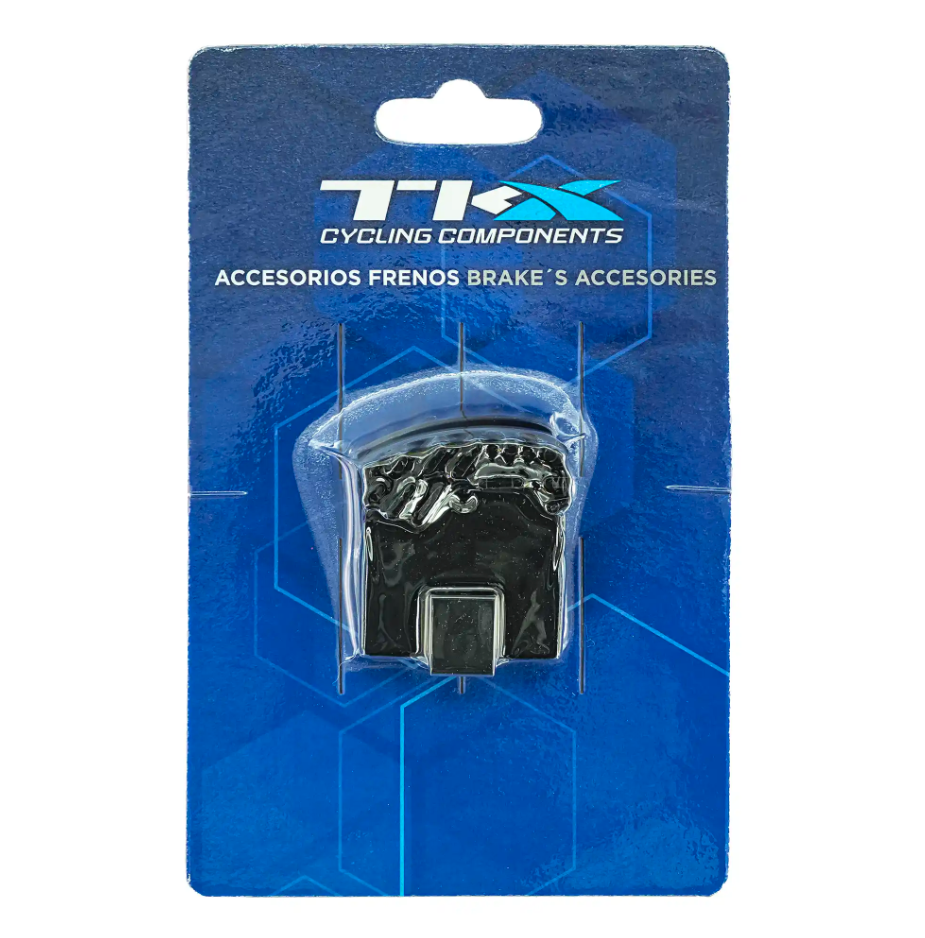 Acessório para travão de bicicleta TTX embalado em cartão azul.