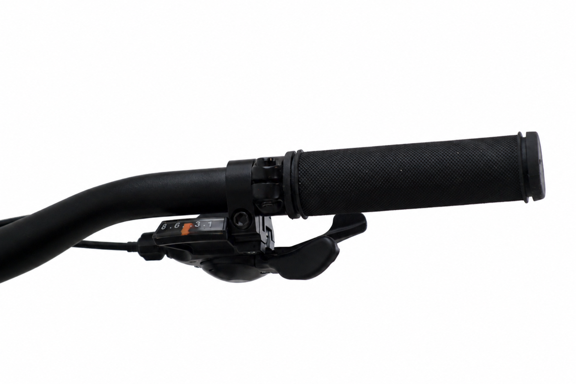 Punho de bicicleta preto com manete de mudança de velocidades