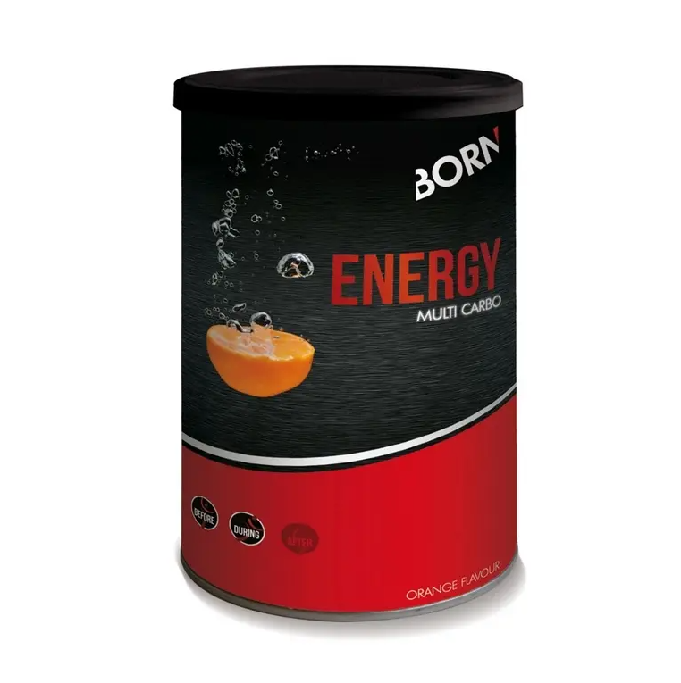 Frasco de suplemento energético com sabor a laranja