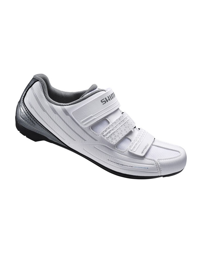 Sapatilha de ciclismo branca e cinza com fechos de velcro