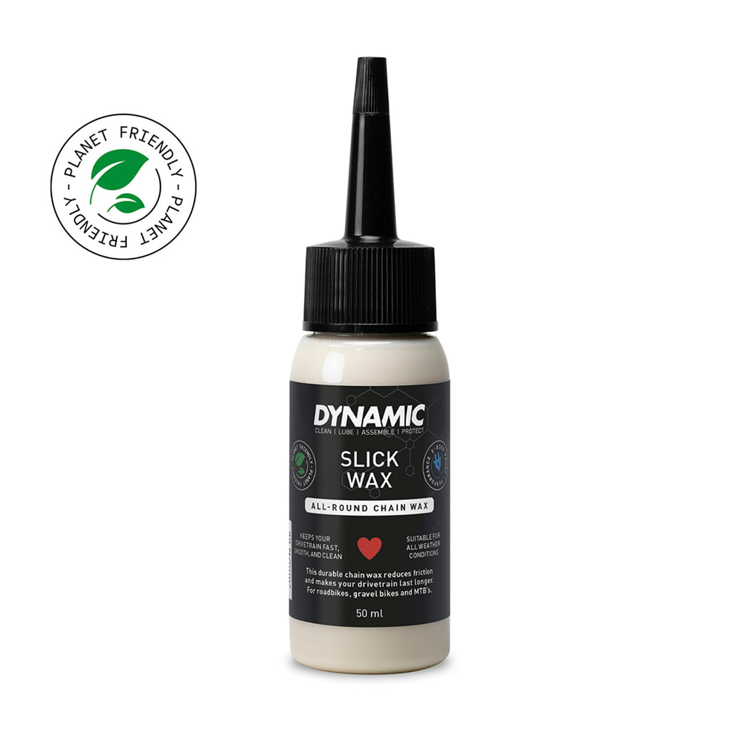 Frasco de Dynamic Slick Wax para corrente de bicicleta com selo Planet Friendly