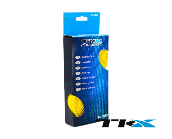 Embalagem azul e preta da fita para guiador TIX com fita amarela