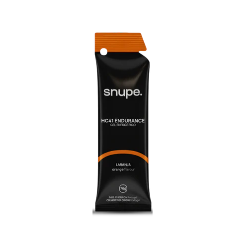 Sache preto e laranja de gel energético Snupe HC41 Endurance sabor laranja