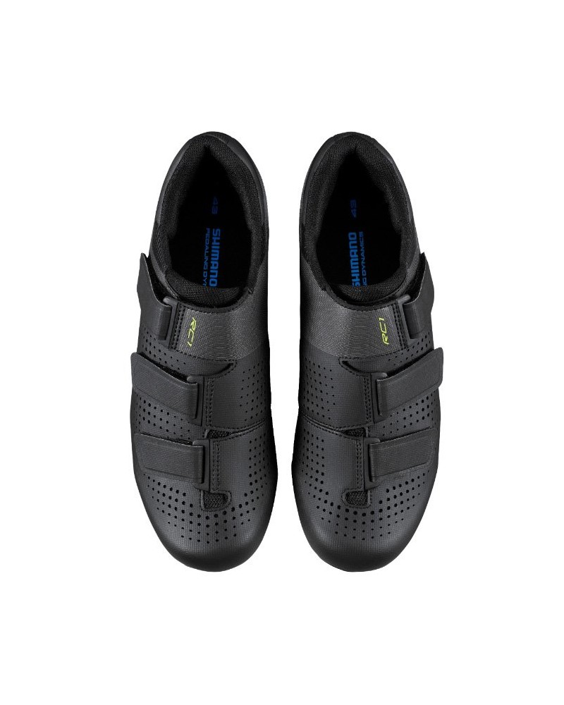 Sapatilhas de ciclismo pretas com fechos de velcro e ventilação