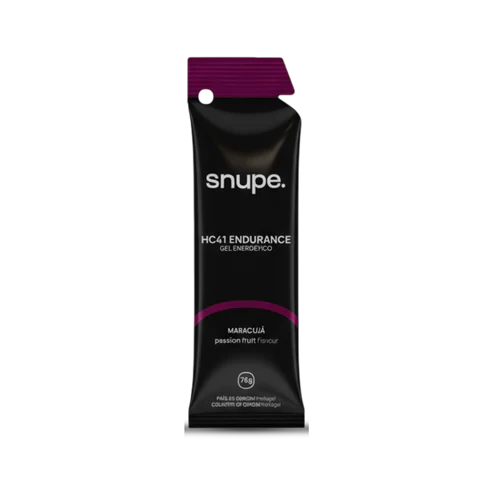 Embalagem preta e roxa de gel energético snupe HC41 ENDURANCE sabor Maracujá