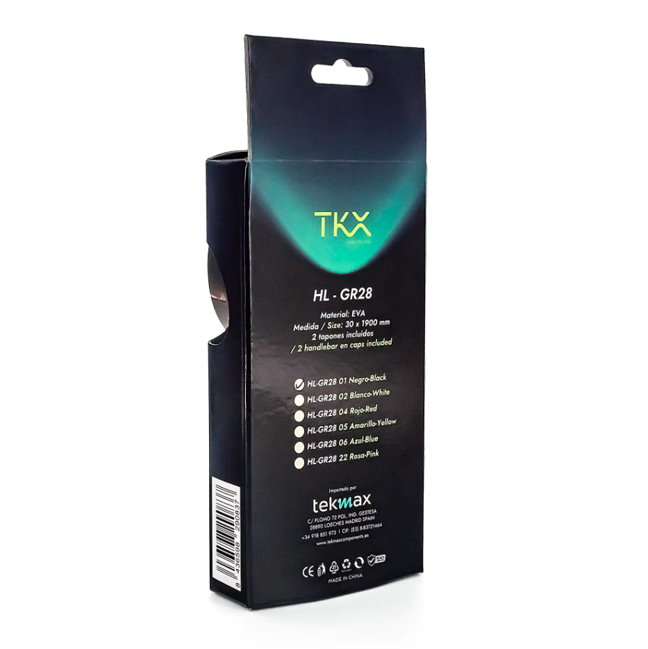 Embalagem preta com gradiente azul do produto TKX HL-GR28 de material EVA