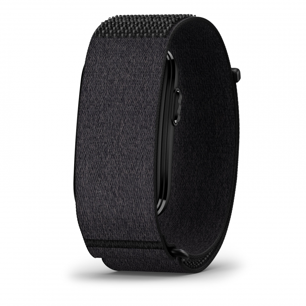 Pulseira preta para relógio inteligente com tecido trançado e fecho velcro