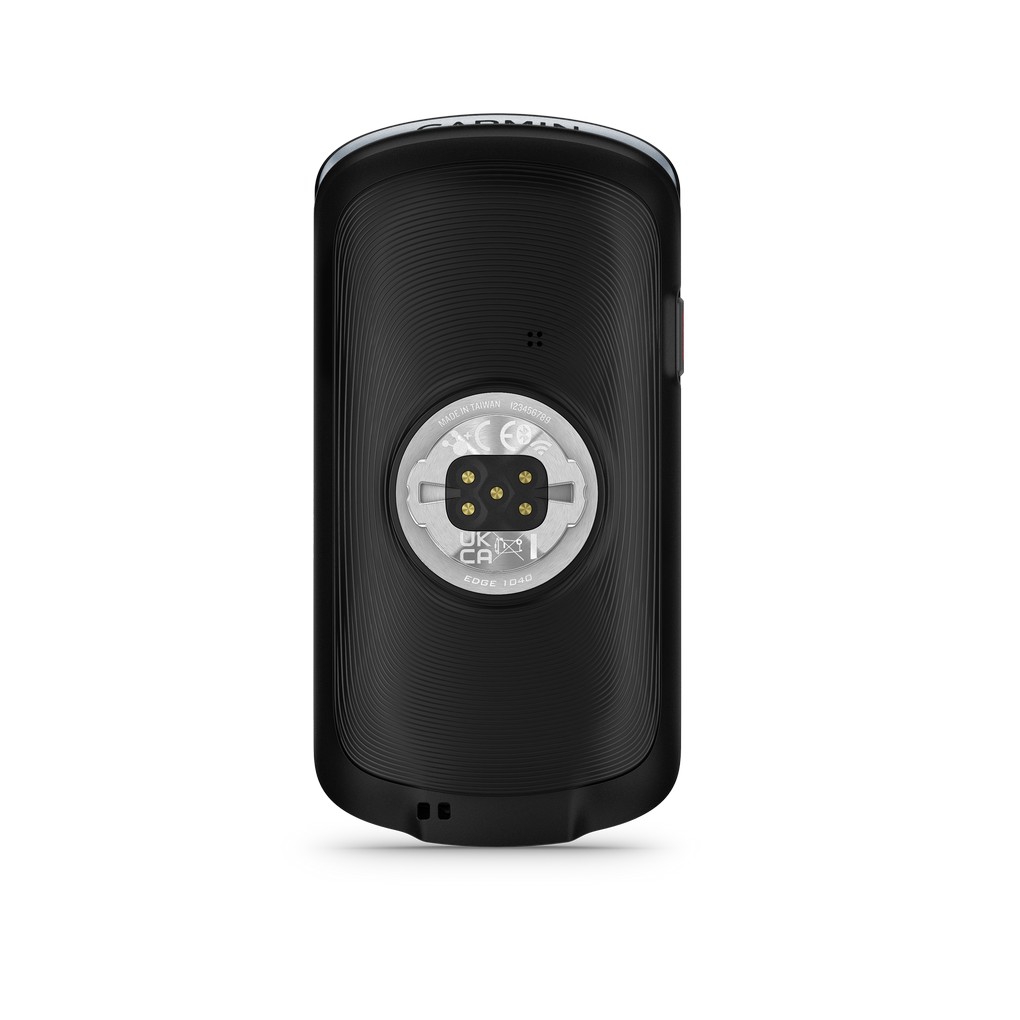 Dispositivo eletrônico Garmin Edge 1040 preto com quatro contatos dourados